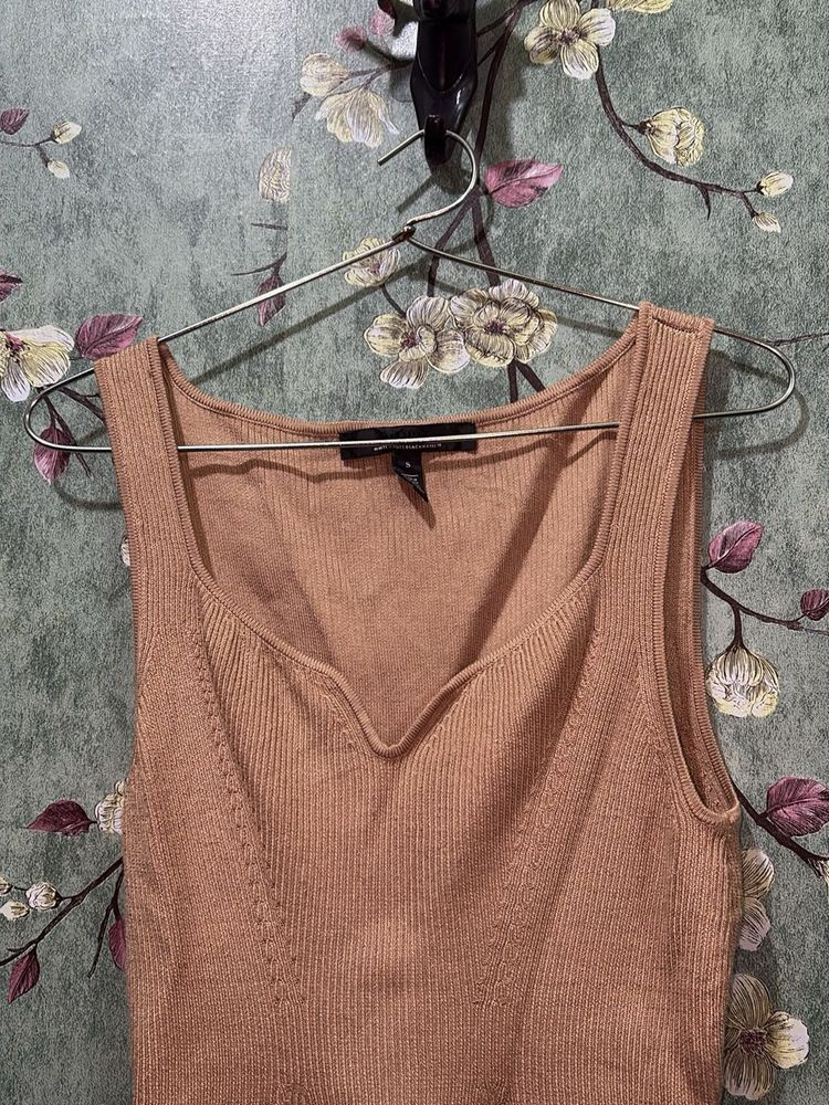 Beige Knit Tank Top