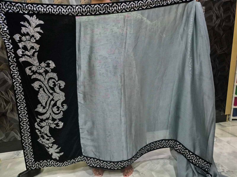 Black Velvet Embroidered Saree(negotiable)