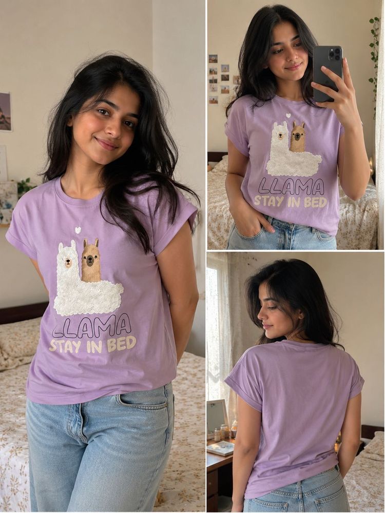 Cute Llama "Stay In Bed" T-Shirt