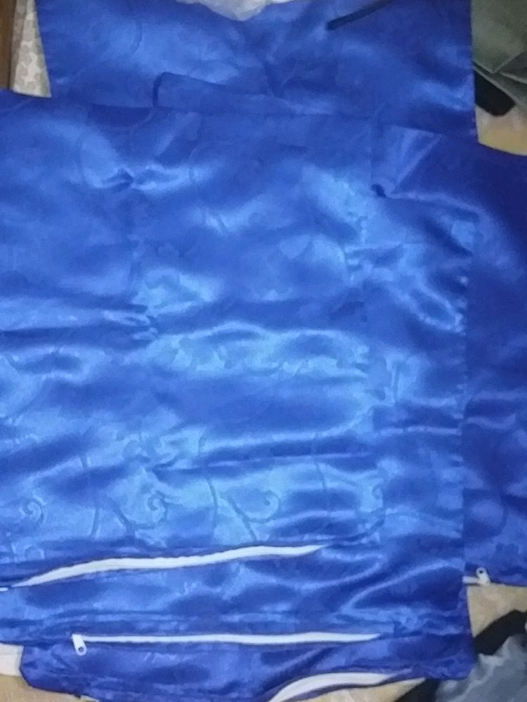 6 Cushion Covers Satin Blue