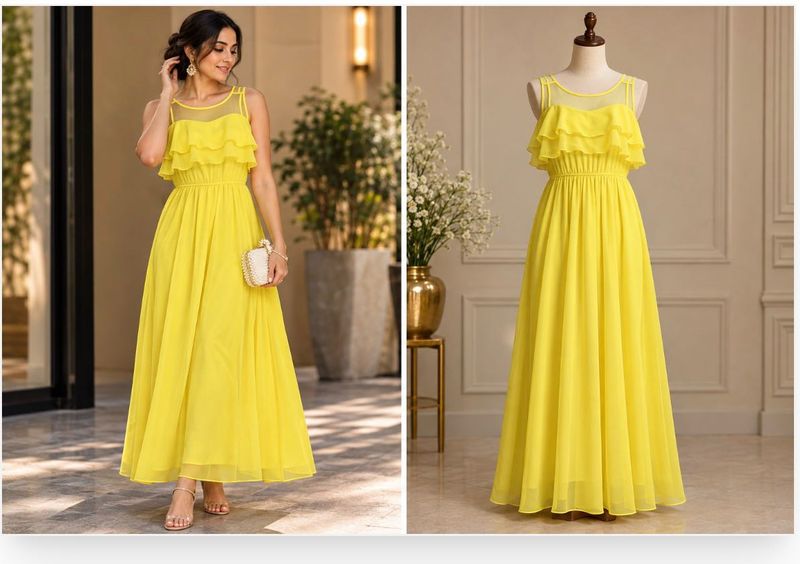 Bright Yellow Ruffled Dress