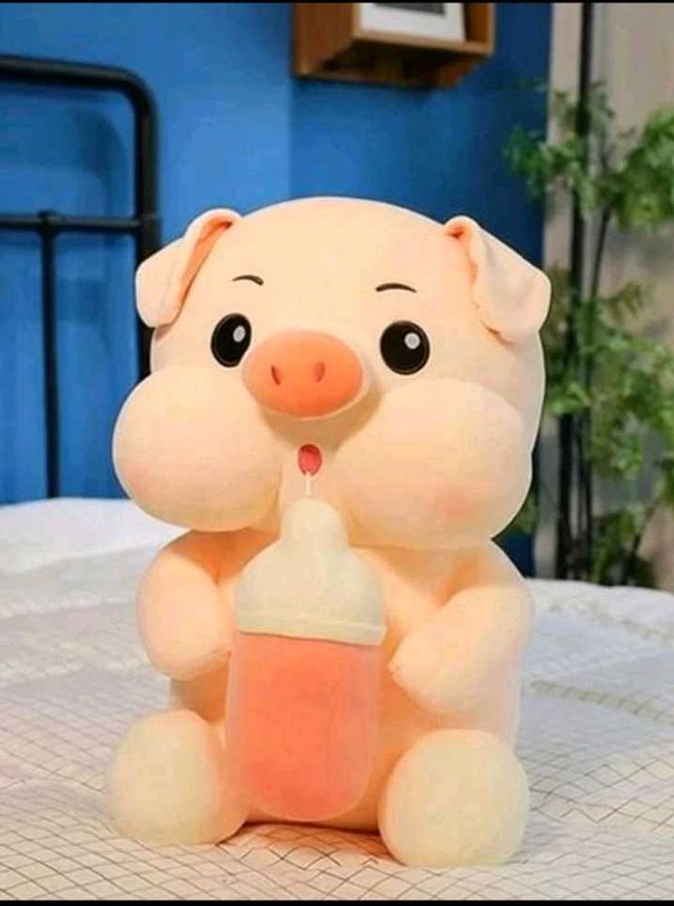 Cute Pig Plush Toy with Bottle