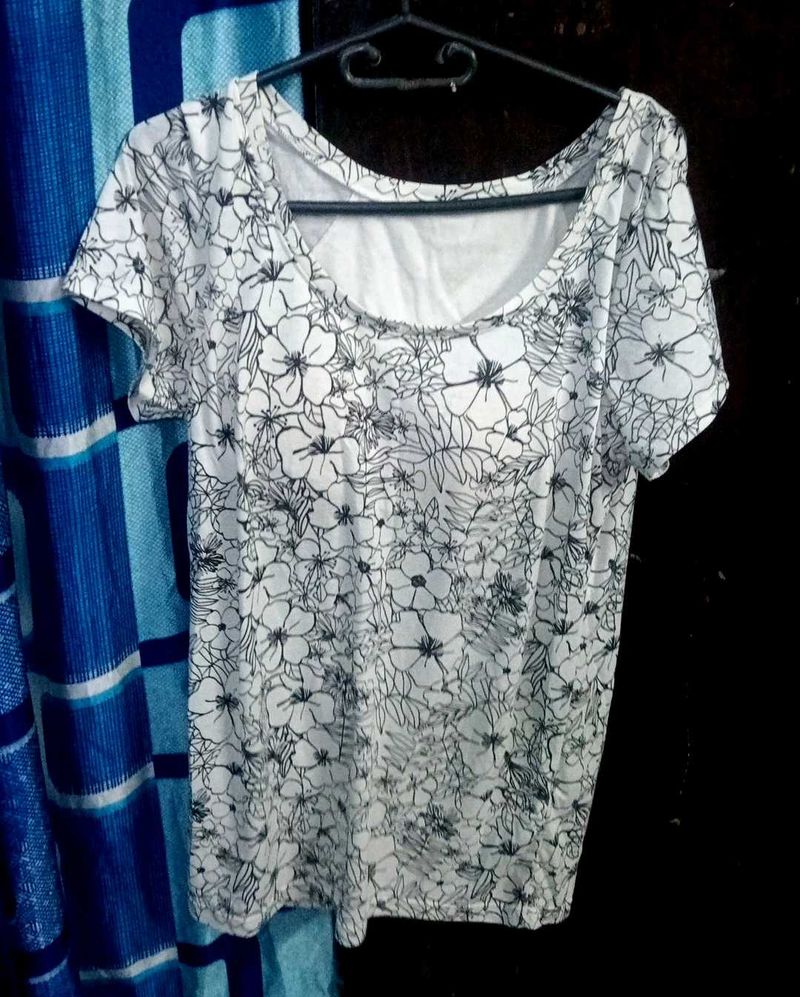 woman black white top