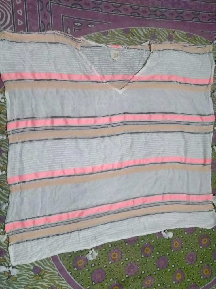 Striped V-Neck Tunic Top