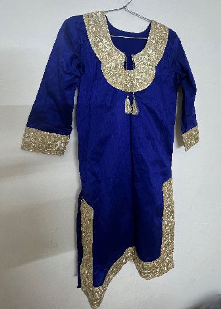 Royal Blue Kurta with Gold Embroidery