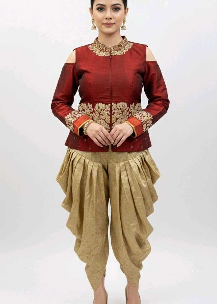 Elegant Crop top &amp; Dhoti Set