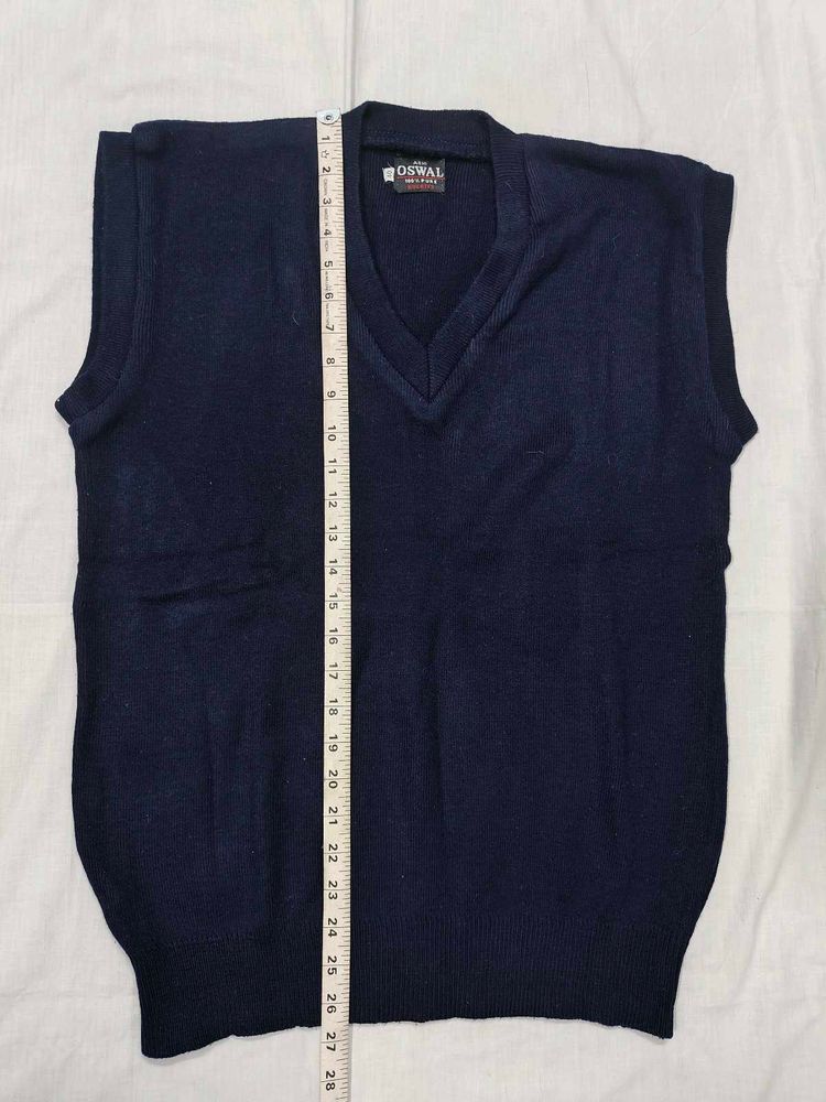 Navy Blue Sleeveless V-Neck Sweater