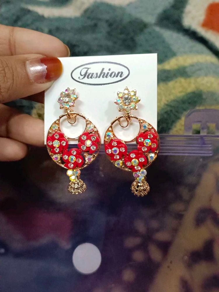Red Floral Earrings
