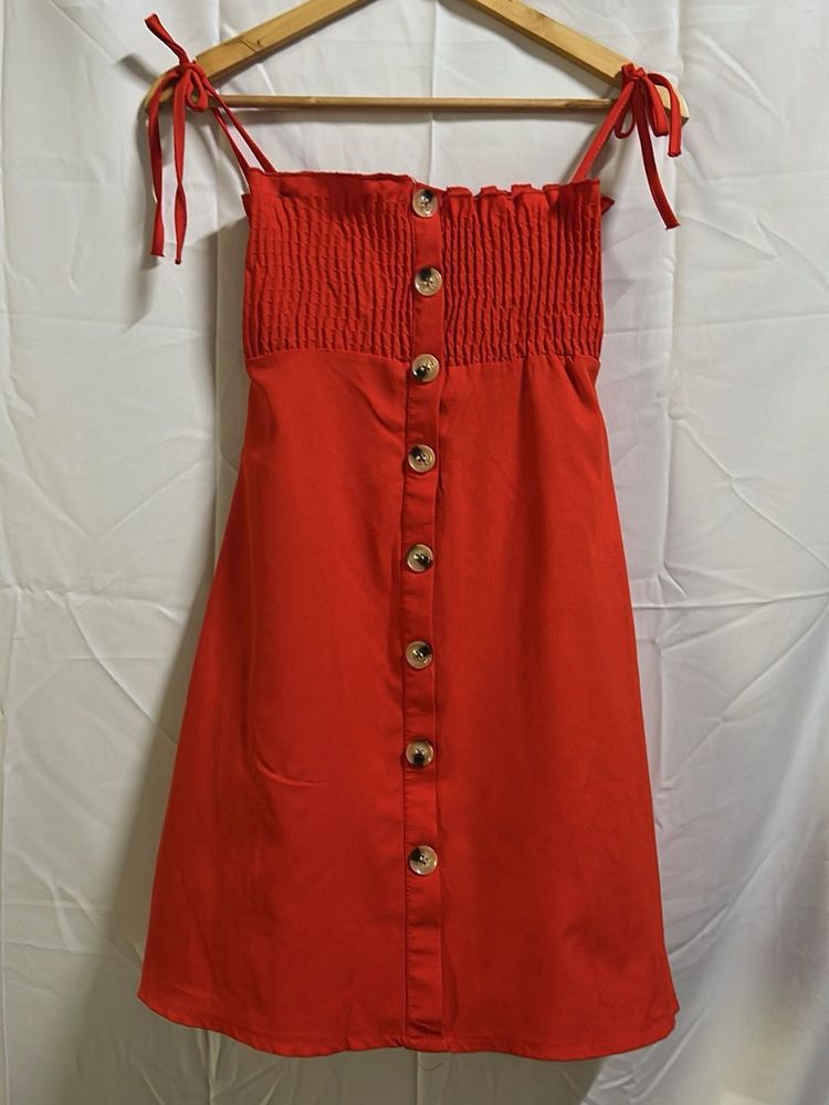 Chic Button-Up Smocked Dress
