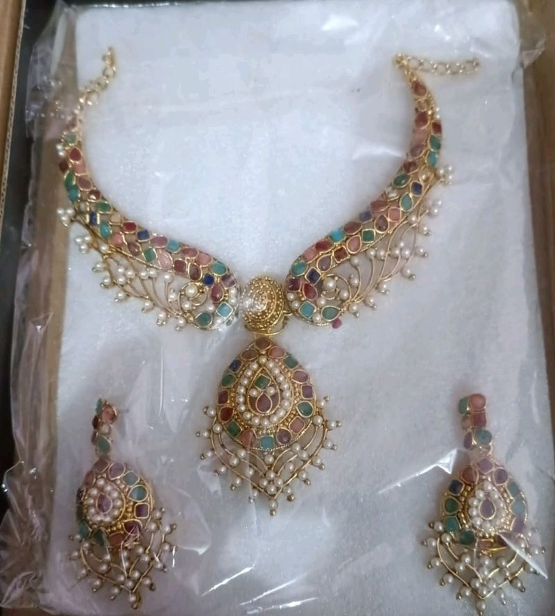 Vibrant Gemstone &amp; Pearl Necklace Set