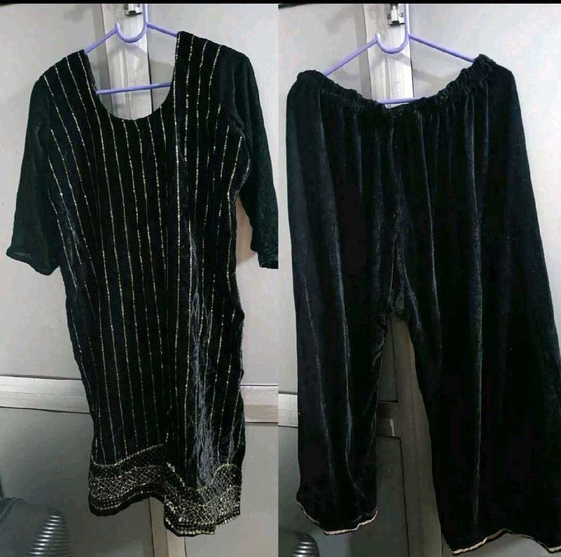 Velvet Kurta &amp; Palazzo Set