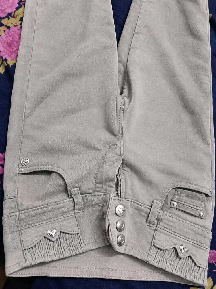 Cute Grey Pants with Heart Details