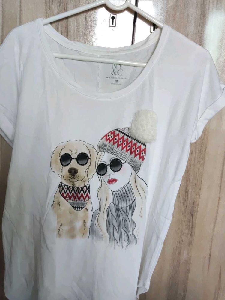 Cute Dog and Girl Graphic Tee