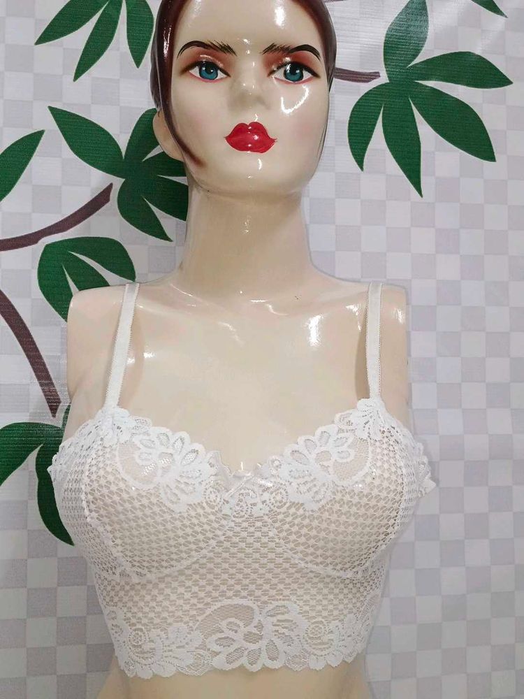(400)White Lace Bralette