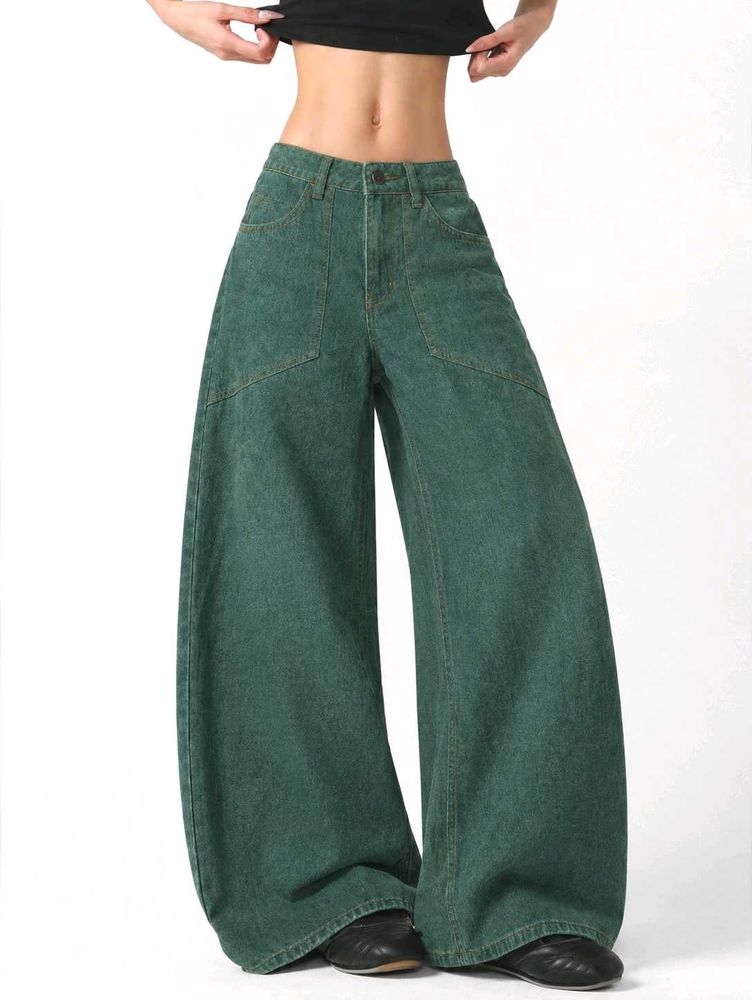 made in Turkey Wide Leg baggy Jeans green