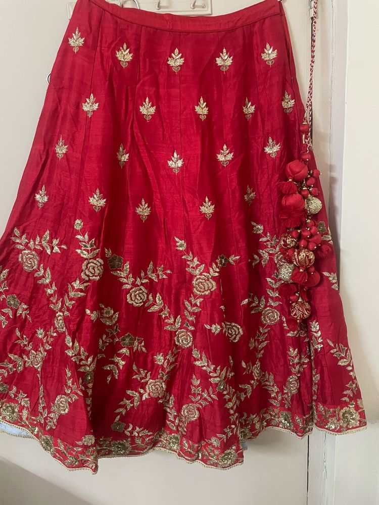 Red Embroidered Skirt