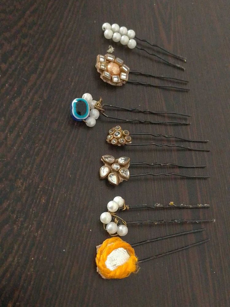 Unique Embellished Hair Pins Set