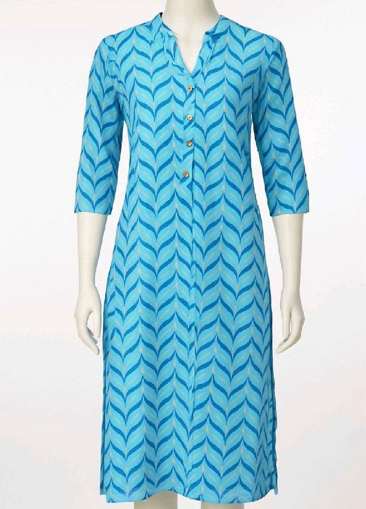 Blue Chevron Print Kurta
