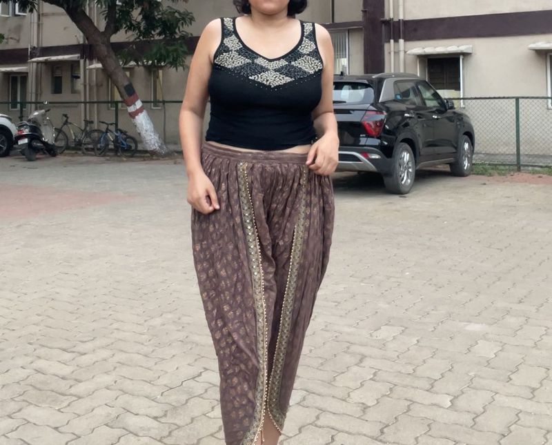 Stylish Brown Embellished Dhoti Pants