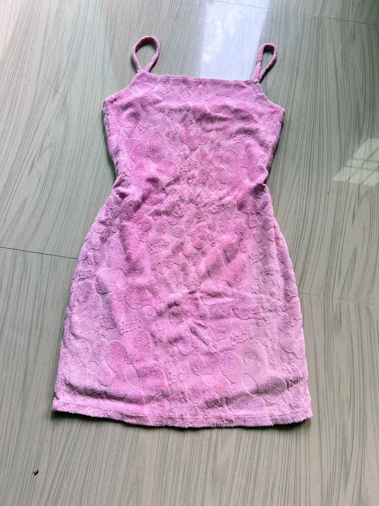 Cute Pink Terrycloth Mini Dress