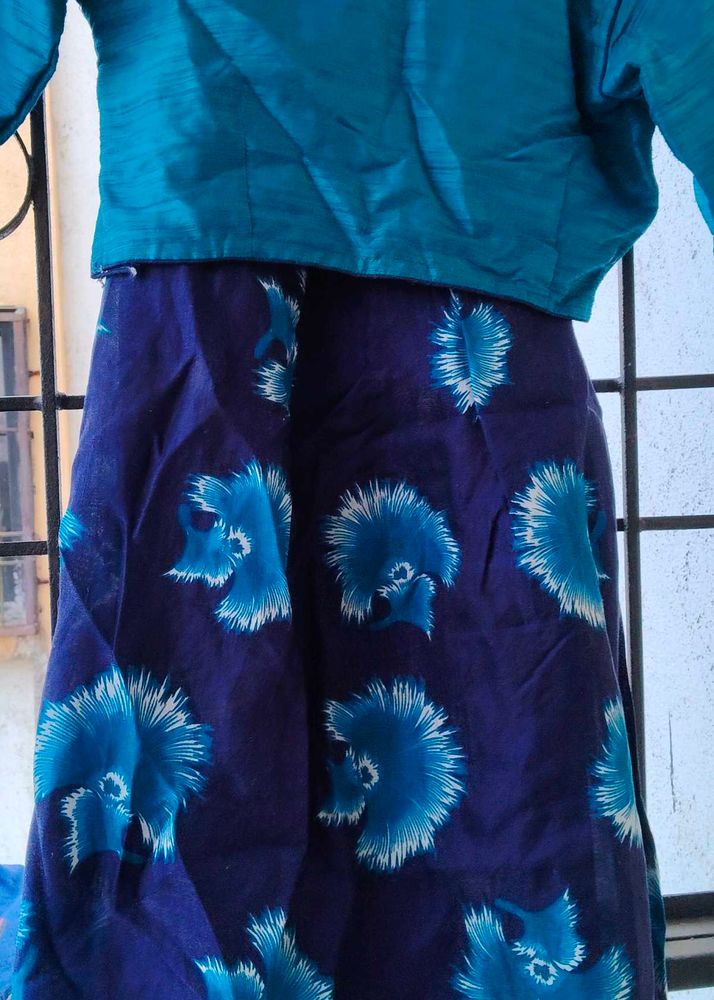 Elegant Teal &amp; Blue Printed lehenga choli