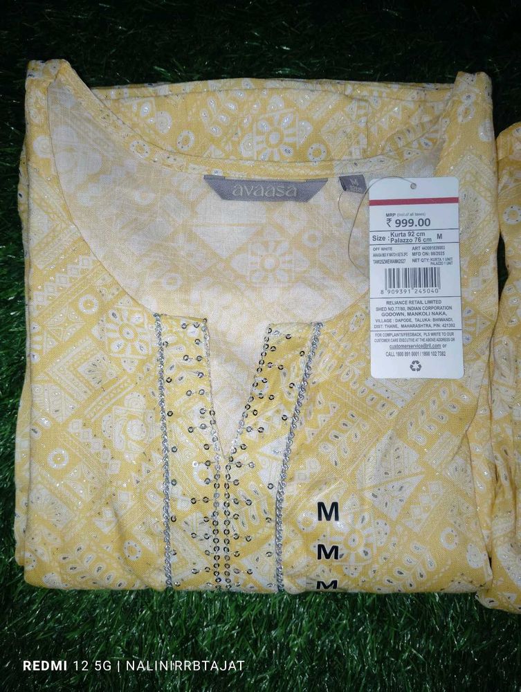 Avaasa Yellow Kurta with Sequins