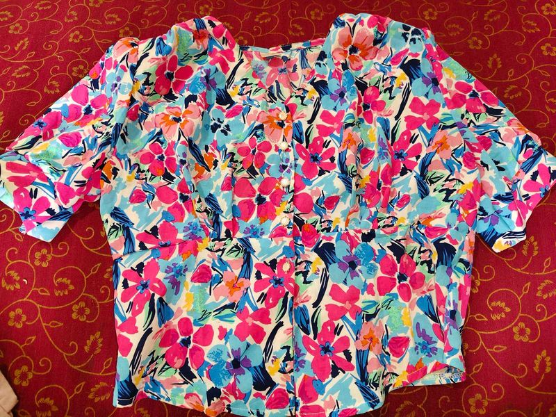 Vibrant Floral Button-Up Blouse