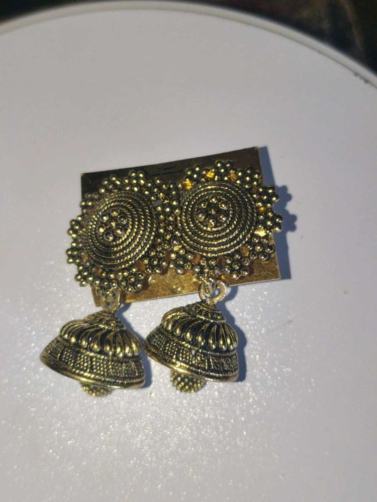 Antique Gold Jhumka Earrings