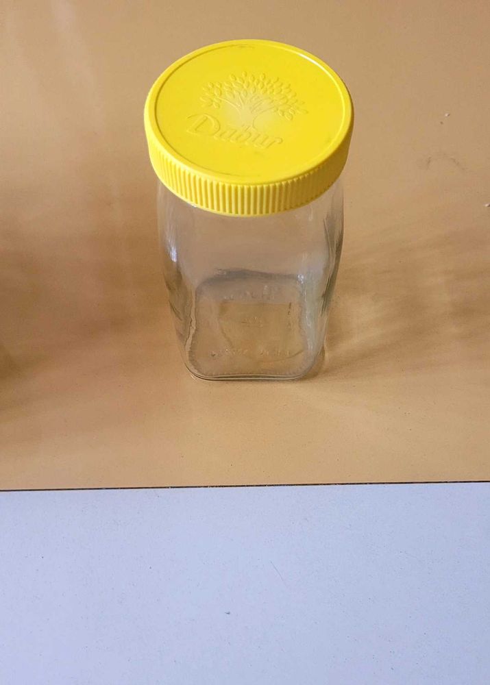 Dabur Honey Glass Jar with Yellow Lid