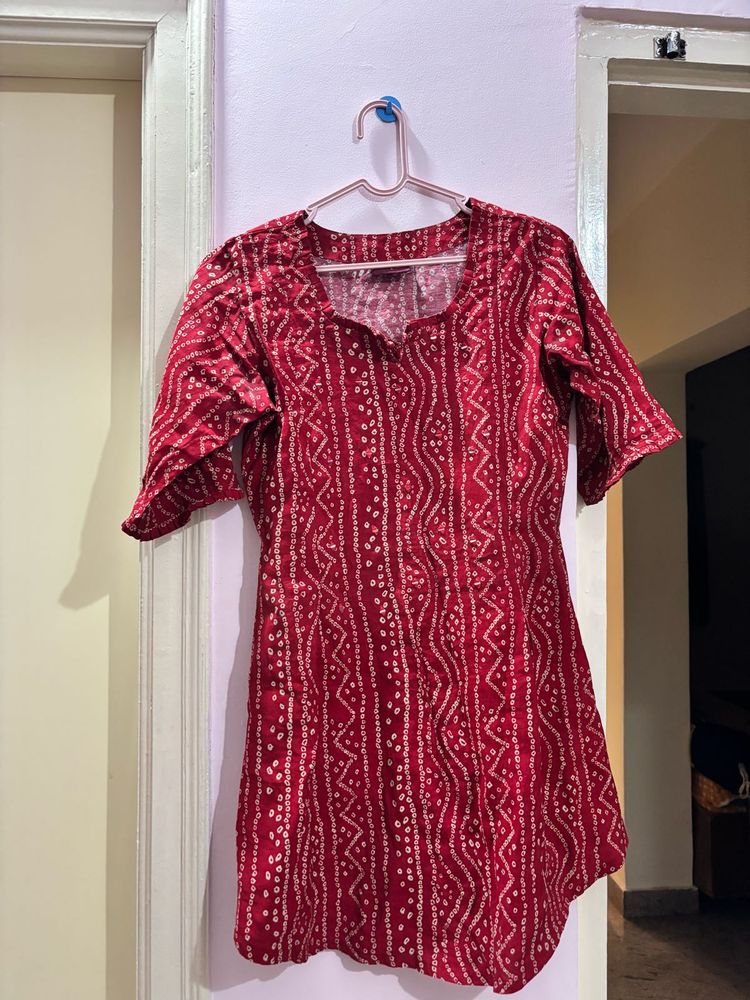 Vibrant Red Ethnic short Kurti
