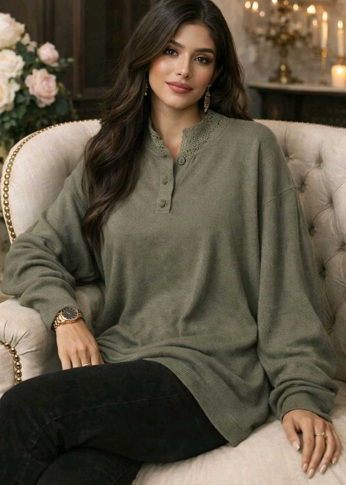 Vintage Green Knit Warm Top