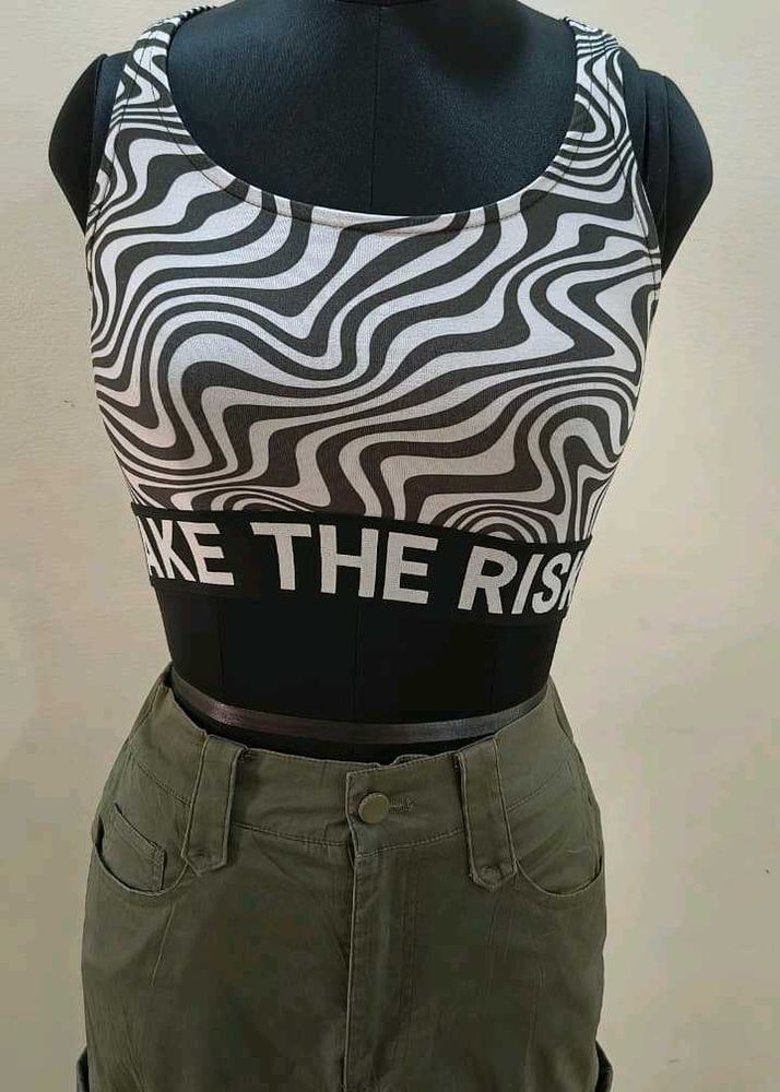 Abstract Print Crop Top