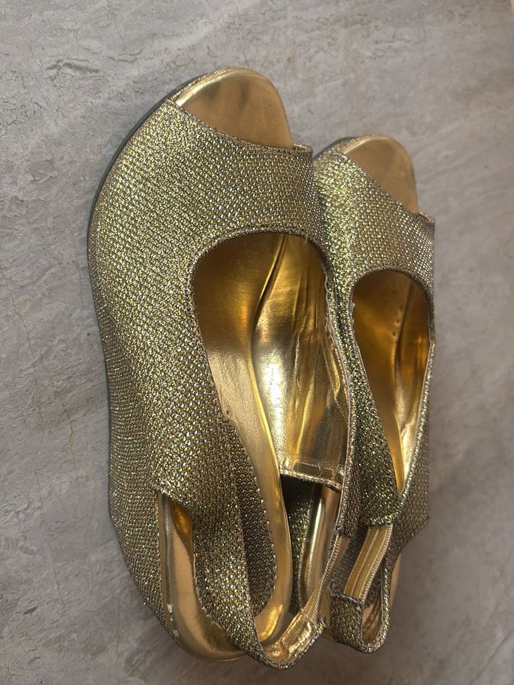 Gold Glitter Slingback Heels