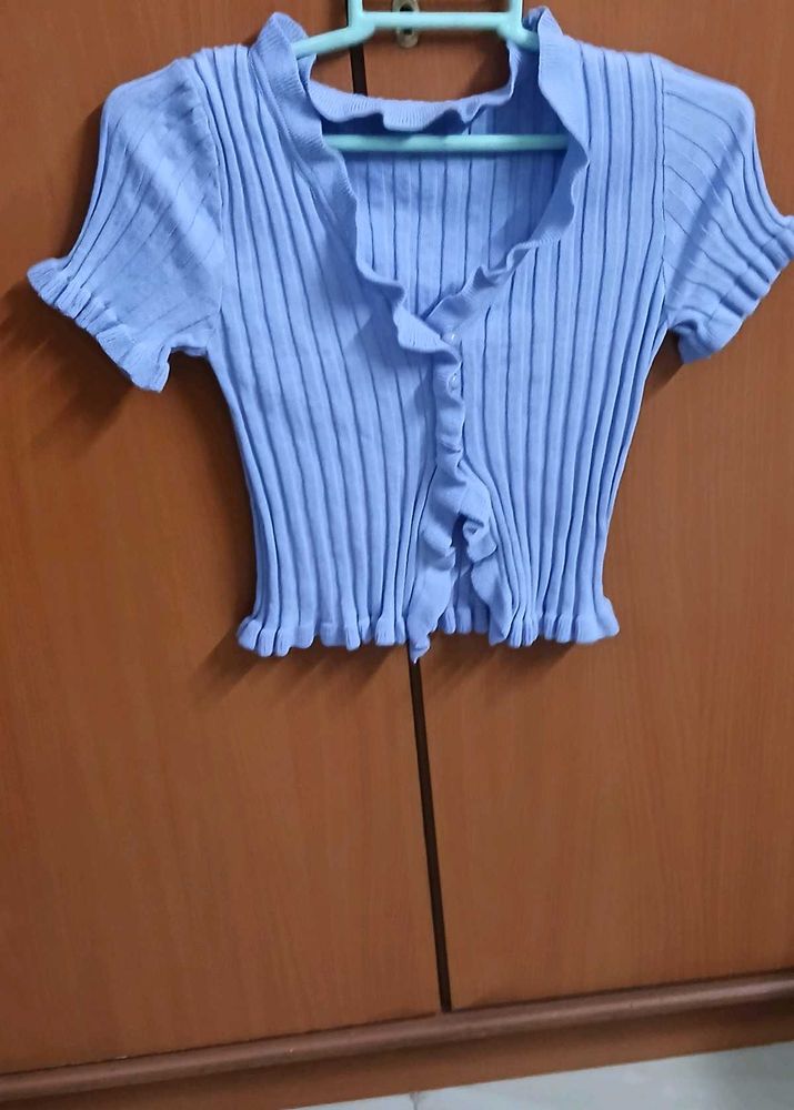 Lilac Cute Ruffle Knit Top - Brand new