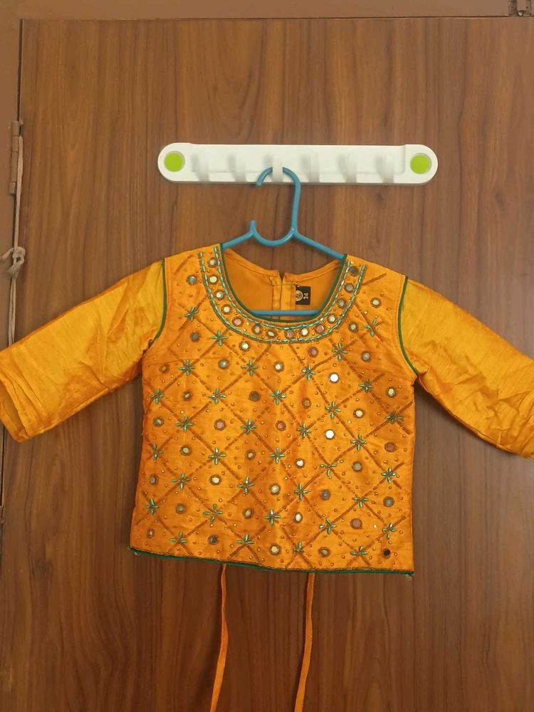 Embellished Orange Ethnic Blouse