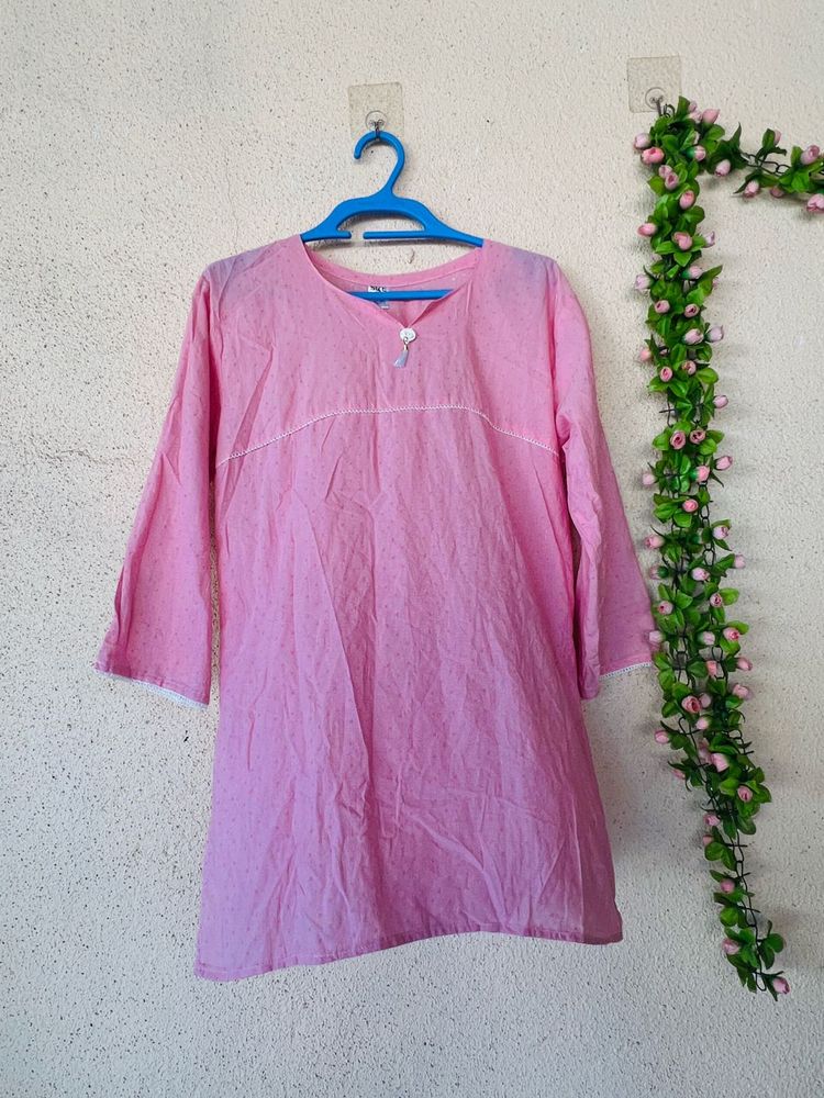 Pink Cotton Kurta