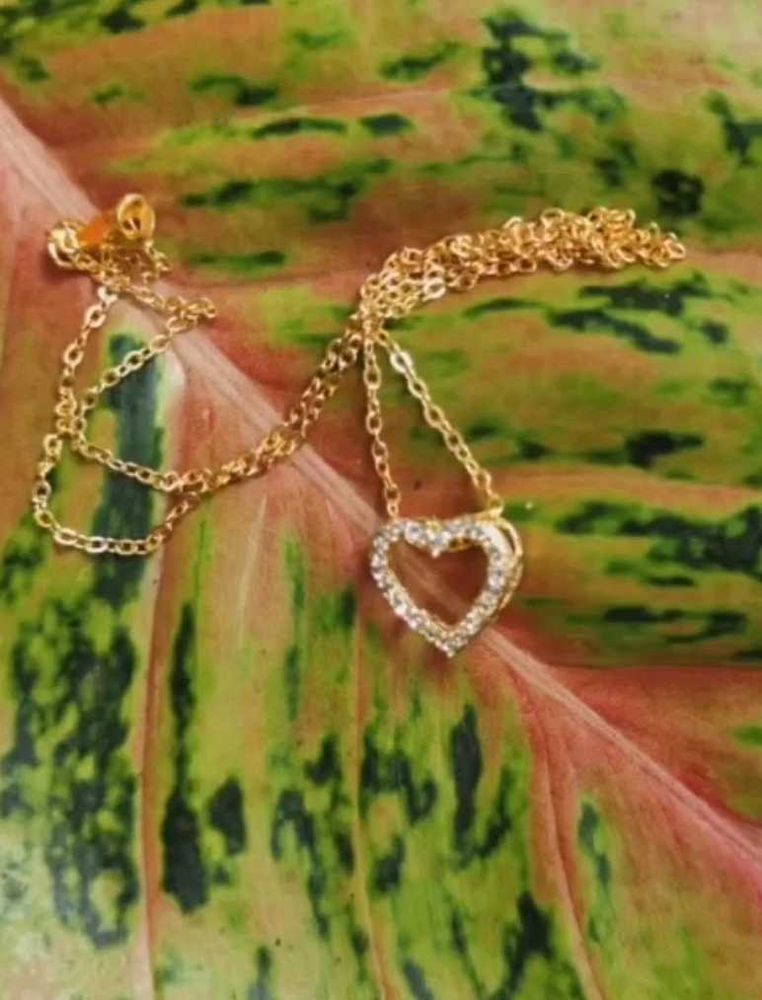 Gold Heart Necklace with Crystals