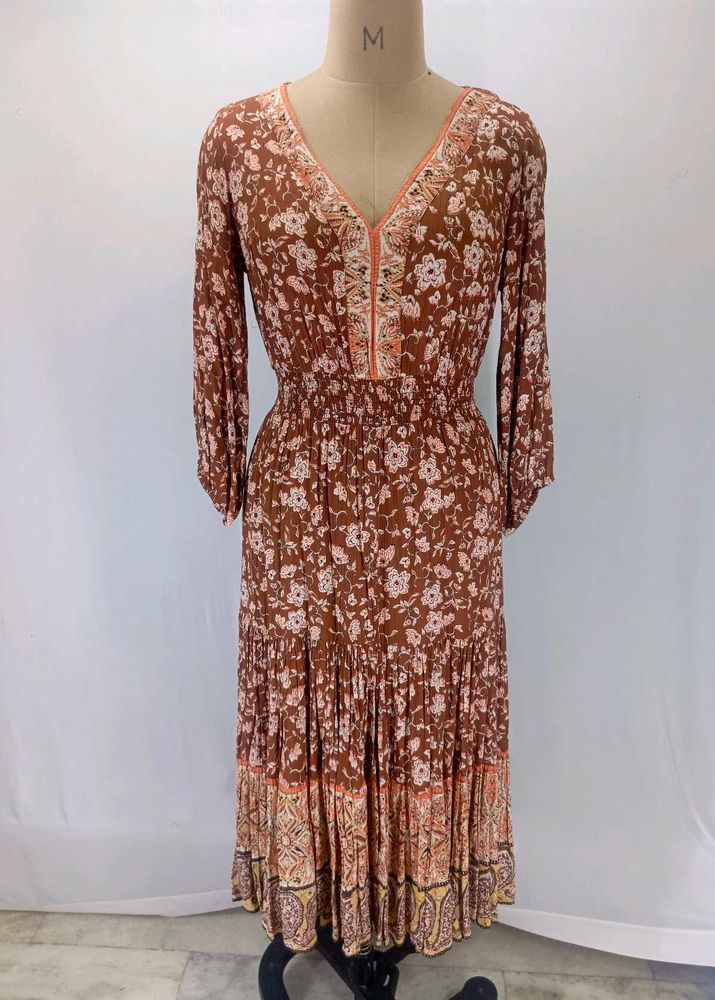 Boho Floral Print Midi Dress