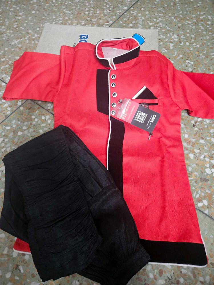 red and black party wear dress with shoes