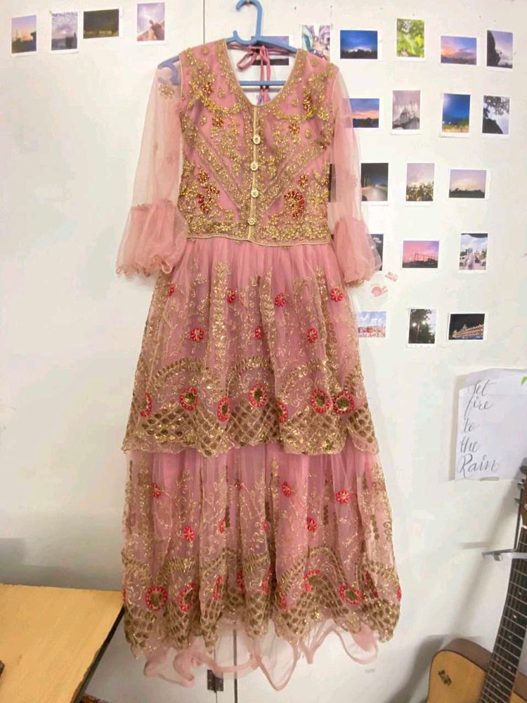 Elegant Pink Embroidered Dress
