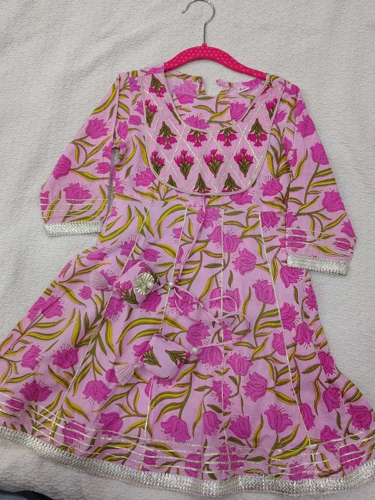 Beautiful Pink Floral Print Kurta Dress