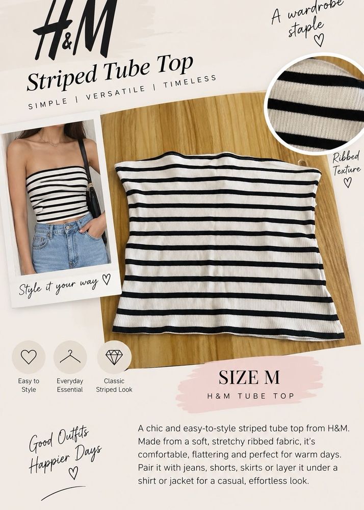 Striped Strapless Tube Top H&amp;M