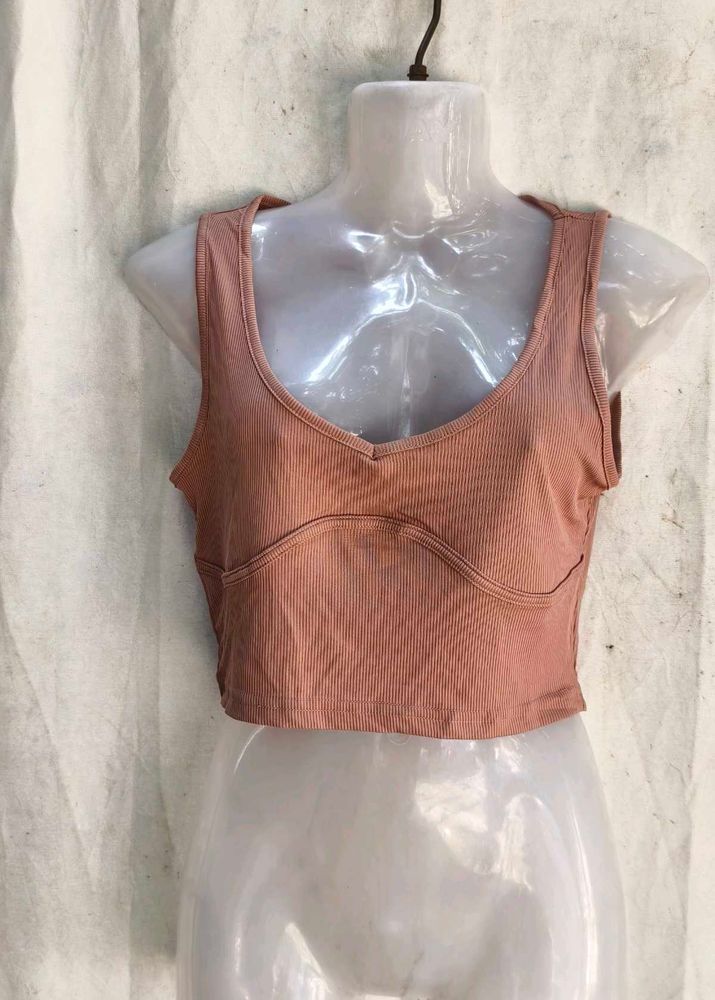 Ribbed V-Neck Crop Top