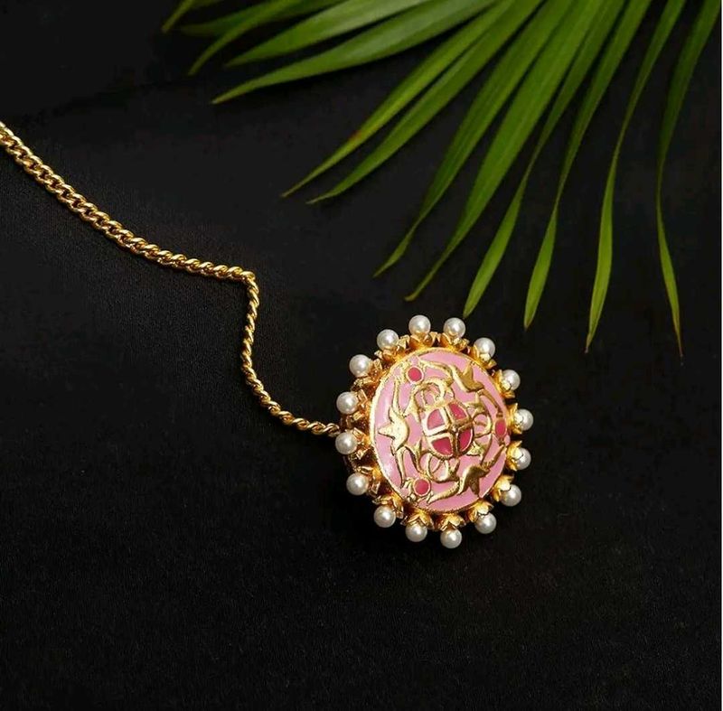 Voylla Enamel Maang Tikka with Pearls