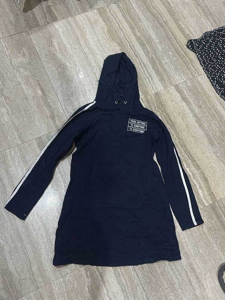 Navy Blue Hoodie Dress