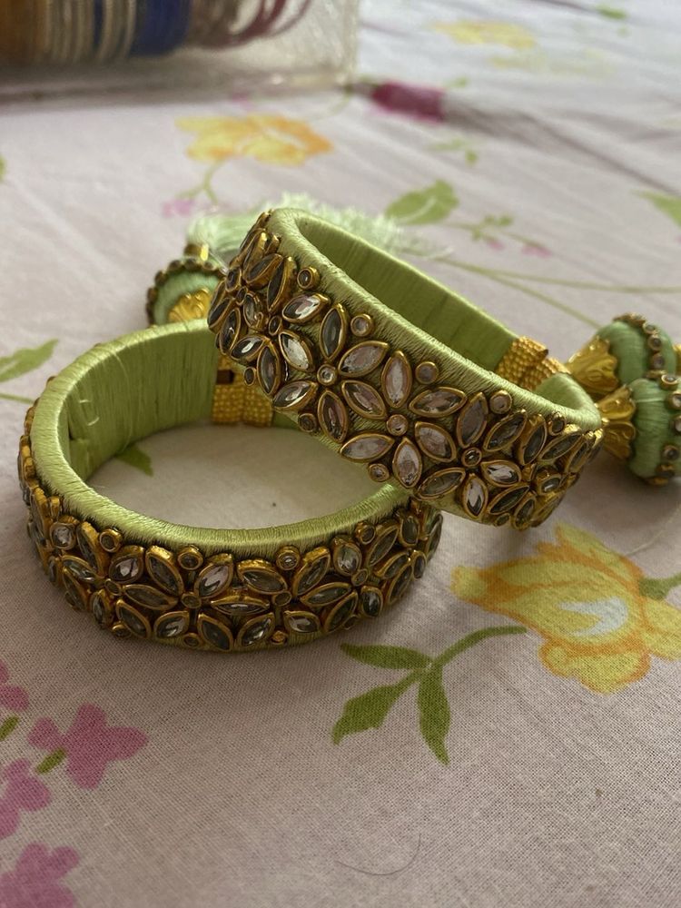 Green &amp; Gold  Bangle Set