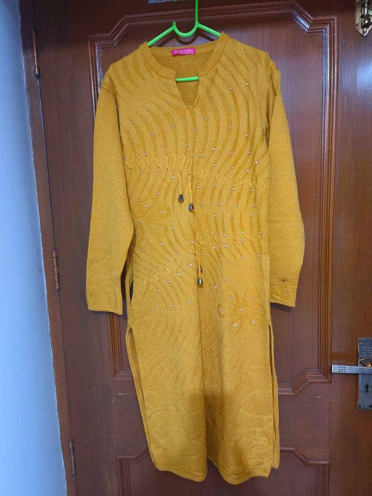 Mustard Yellow Embellished Kurta