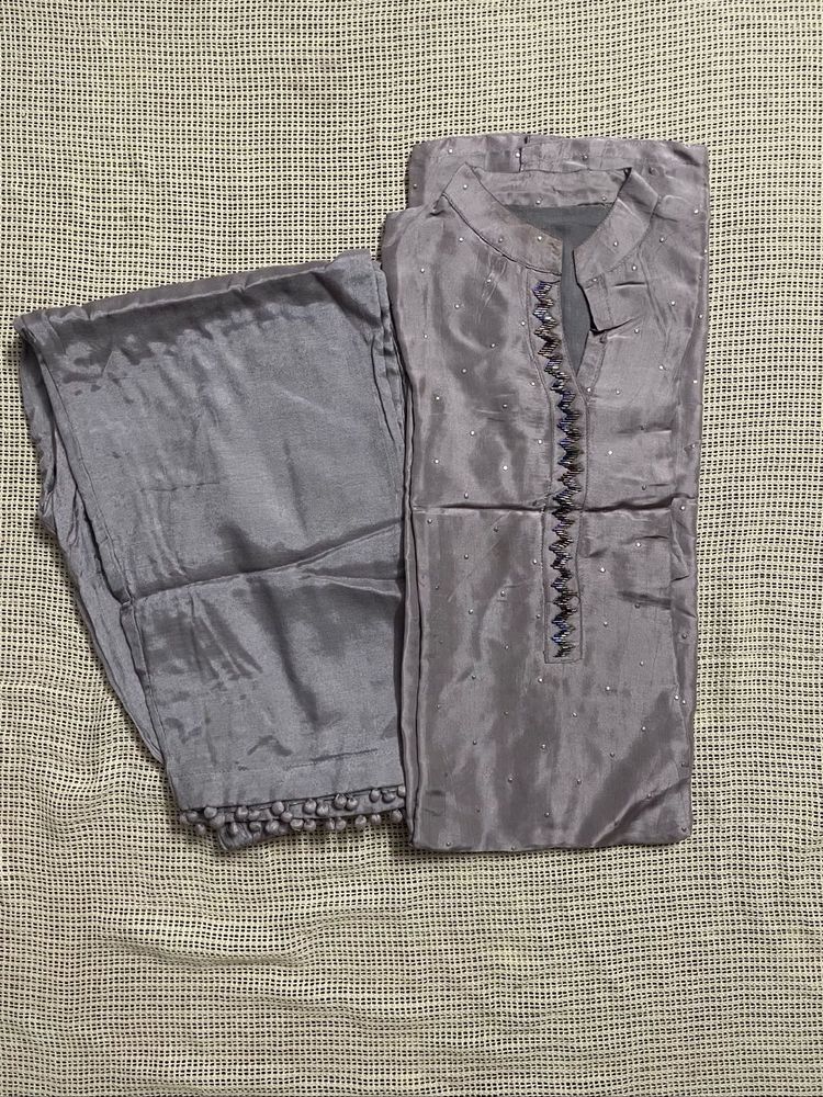 Grey Embellished Suit