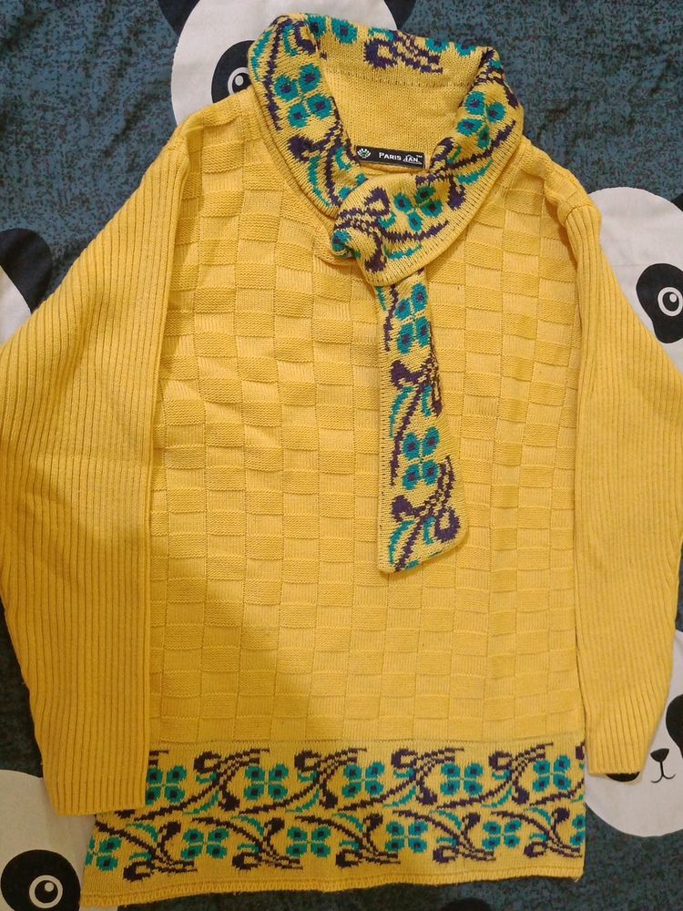 Yellow Collar Sweater For Women