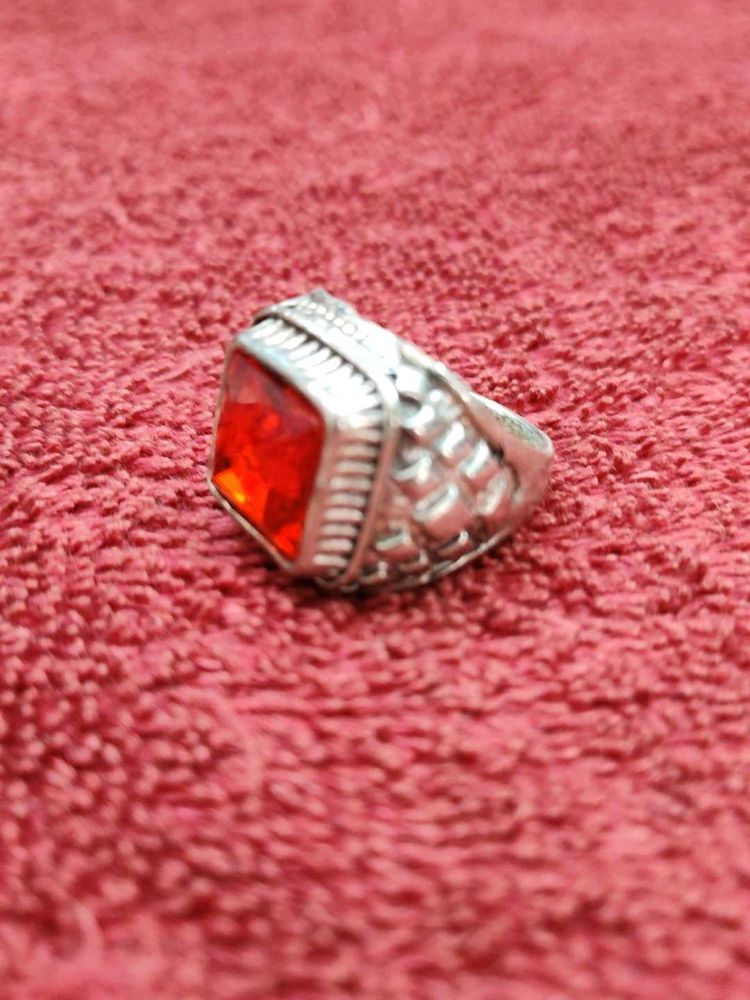 Silver Ring with Red Stone